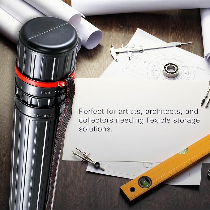 U.S. Art Supply Poster Tube - Telescoping Adjustable (30.25" - 52") - 4" Diameter Durable Carrier for Art, Blueprints, Drafting, Transport & Storage