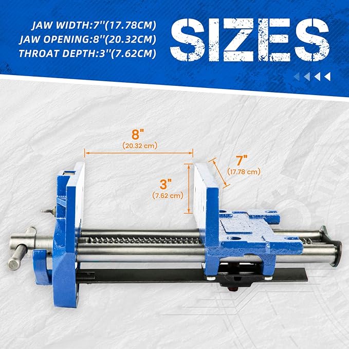 7 Inch Woodworking Vise, Heavy-Duty Cast Iron Wood Working Vise Quick Release Lever for Workshop and Home Use
