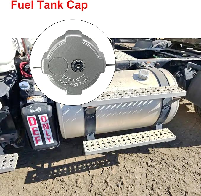03-37017-002 Truck Fue/l Tank Locking Gas Cap, 1996-2022 Freightliner 108SD | Aluminum, Fits 114SD 122SD Argos/y Cascadia Columbia Diese/l Semi Truck, 3 In 1/4 Quarter Turn with Keys & Gaskets, 2PCS