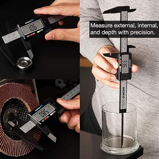 NEIKO 01417A 6” Digital Caliper | Electronic Measuring Tool | Range of 0-6”or 0-150mm | Inch and Millimeters | Large LCD Display | External and Internal Measuring Jaw | Zero Setting and Auto Off