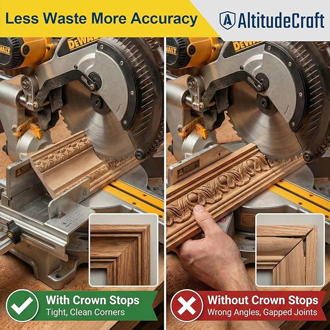 2-in-1 Crown Molding Jig & Miter Saw Protractor Set - Eliminates Math & Guarantees Stability for Precise Trim Cuts Fits DEWALT DWS780 DW718 DW716 & Other DEWALT Models