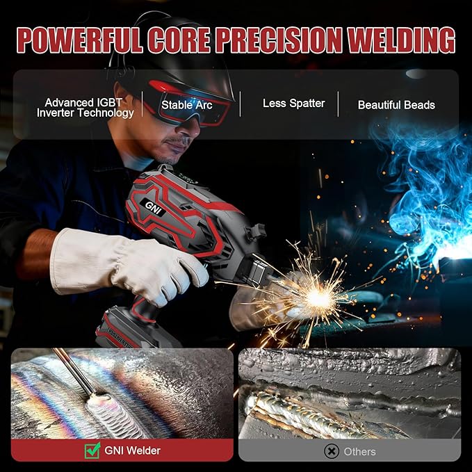 GNI 2026 Upgraded Handheld Welder, LED Display Portable Welding Machine, IGBT Inverter MINI Stick Welder with Auto-Darkening Welding Glasses, 20PCS Rods Welder Machine 110V, Hot Start Anti-stick