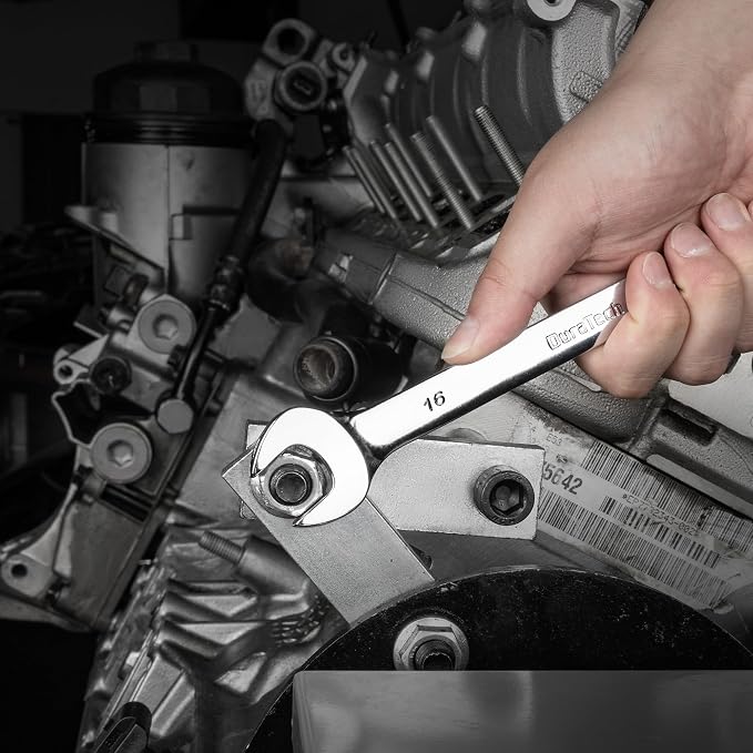 DURATECH 16mm Combination Wrench, Metric | CR-V Constructed, Mirror Polish, 12-Point, 15-Degree Offset