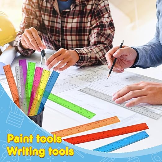 200 Pack Clear Plastic Ruler 12 Inch, Rulers Bulk for Classroom, Transparent Assorted Color Bulk Rulers with Millimeter and Inches, Kids Ruler for School, Ideal Back to School Office Home Supplies