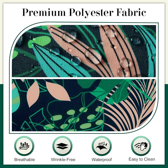 Cozyide Outdoor Chair Cushions, Waterproof Patio Seat Cushions with Adjustable Straps, Round Corner Patio Chair Cushions for Garden, Green Leaf, 17x16x2 Inch (Pack of 4)