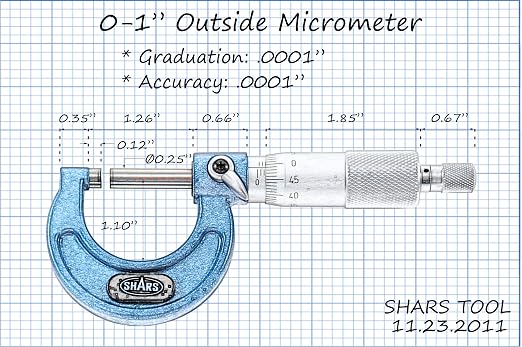 Shars 0-3" x 0.0001" Outside Micrometer Set (3 PCS) 303-2651N R)