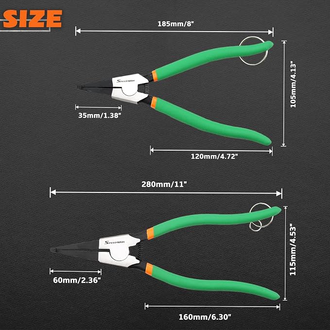 SPEEDWOX 2 Pcs Special Angle Tip Lock Ring Pliers Set for Removing & Installing Gearshift Locking & Spring Loaded Snap Rings