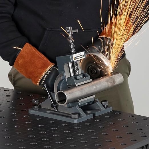 Strong Hand Tools Cradle-Angle Drill Presss Vise with 2500 lb of Clamping Force, MAX 3.5" Jaw Opening, 0-90 Degree Adjustable Tilt, Durable Cast Iron Vise, For Drill and Woodworking, SBV390
