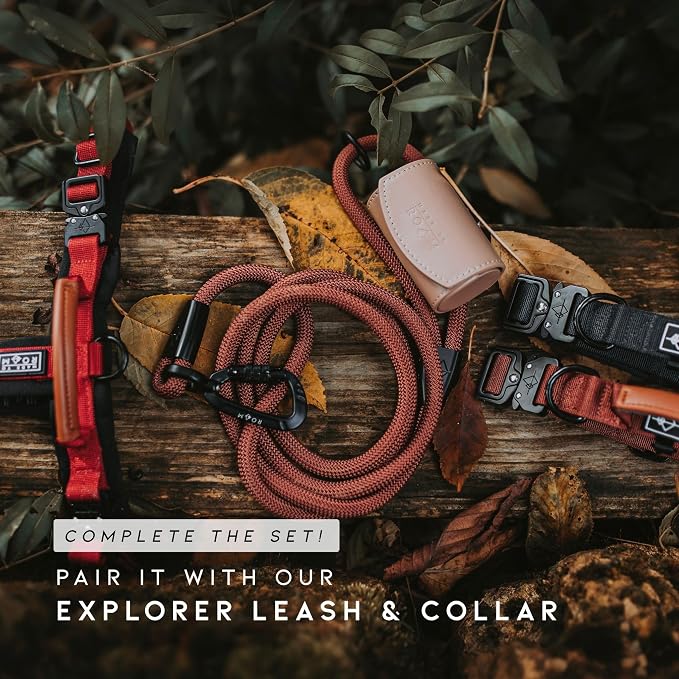 MADE TO ROAM Premium Explorer Harness - Y-Shaped Dog Harness with Adjustable Durable Nylon, Soft Padding, Metal Buckles and Leather Handle for Small, Medium, Large Dogs (Colorado Nightsky, Size 5)