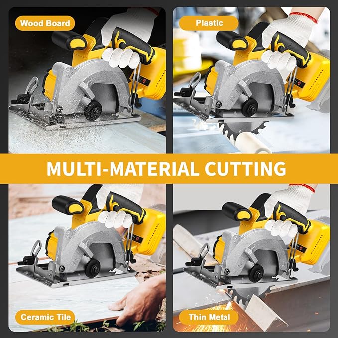 5.5 Inch Circular Saw Compatible with Dewalt 20V Max Battery(No Battery), Brushless Round Saw Kit, 0-45° Cutting Bevel, 6200 RPM, Idea for Wood Plastic Soft Metal