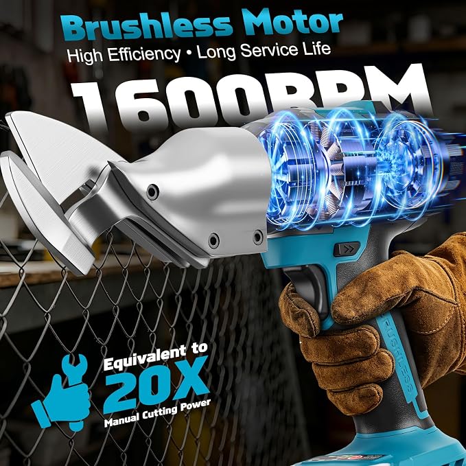 Cordless Metal Shear Compatible for Makita 18V, Brushless Electric Metal Shears 1600RPM for HVAC Ducts, Auto Body Panels &Fencing,Stainless Steel Cutter with LED Light (Tool Only