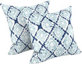 LVTXIII Outdoor Throw Pillows, Decorative Throw Pillows with Inserts, 20"x20" Square Pillows for Bed, Couch, Sofa and Patio Furniture, Set of 2, Boho Geometry Blue