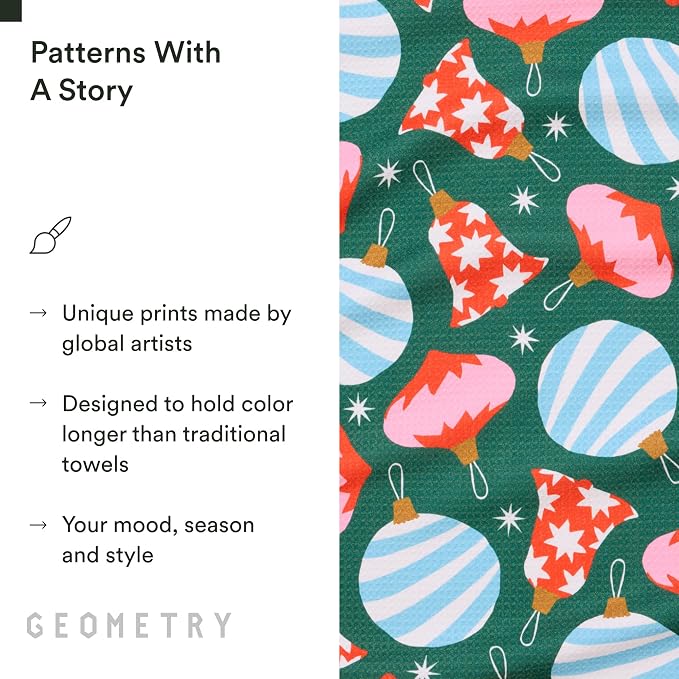 GEOMETRY Christmas Kitchen Towels - Quick Dry Microfiber Cloth Dish Towels for Kitchen Drying - Premium Quick Dry Towel - Ornamenta