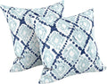 LVTXIII Outdoor/Indoor Throw Pillows, Decorative Throw Pillows with Inserts, 18"x18" Square Pillows for Bed, Couch, Sofa and Patio Furniture, Set of 2, Boho Geometry Blue