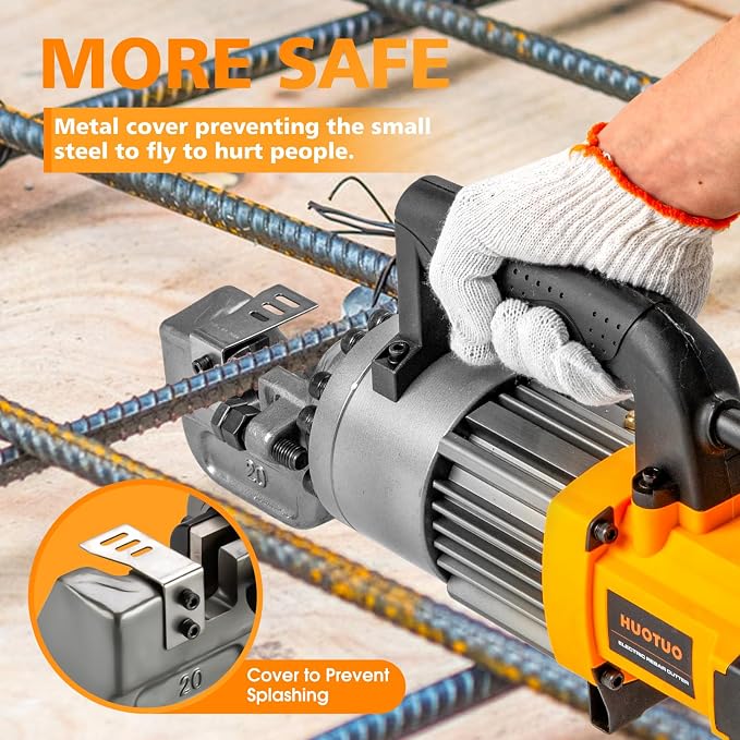3/4" Electric Hydraulic Rebar Cutter,4-20mm,1050w Portable Rebar Cutter, Cutting Up to #6 Rebar, Cutting Speed 1.5-2S (RC20B-yellow)