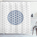Ambesonne Geometry Shower Curtain, Interlace Circles of Time and Space Theme Vortex Natural Geometry Myth Form, Cloth Fabric Bathroom Decor Set with Hooks, 69" W x 84" L, Night Blue