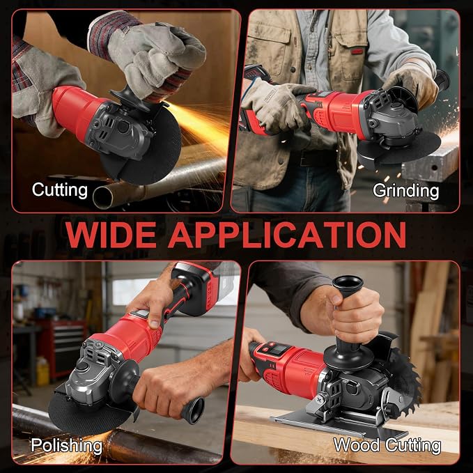 2-in-1 Cordless Angle Grinder & Circular Saw for Milwaukee M18 18V Battery | No Battery, 4-1/2" to 5", 180° Rotating Head, 3-Speed with LED Display, 9300RPM Brushless for Cutting, Grinding, Polishing