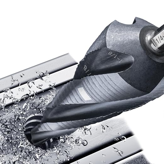 GRENPRO Four Spiral Flute Cobalt Step Drill Bit,1/4"-1-1/8"Impact Unibit Pro Max Step Bit Set,1/4" Hex Shank M35 for Metal Carbon Steel, Stainless Steel, Wood, Plastic