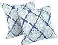 LVTXIII Outdoor Throw Pillows, Decorative Throw Pillows with Inserts, 16"x16" Square Pillows for Bed, Couch, Sofa and Patio Furniture, Set of 2, Boho Geometry Blue