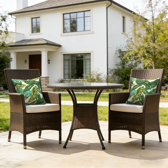 LVTXIII 2 Pack Outdoor Pillows 18x18 Inch, Square Throw Pillows with Inserts, Decorative Water-Repellent Pillow Cushions for Patio Furniture and Garden Sofa, Lush Leaf Jungle