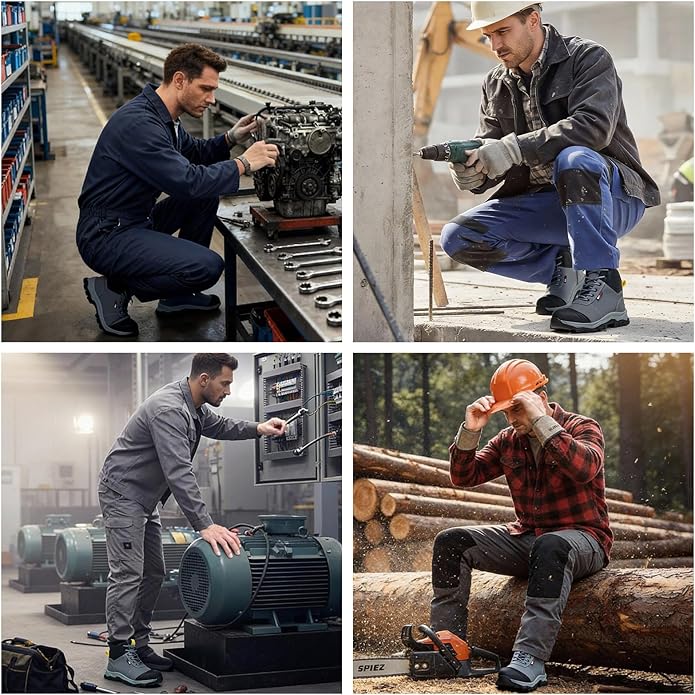 Work Boots for Men,Lightweight Breathable High Top Steel Toe Boots,Indestructible Steel Toe Shoes,Non Slip Safety Work Shoes.