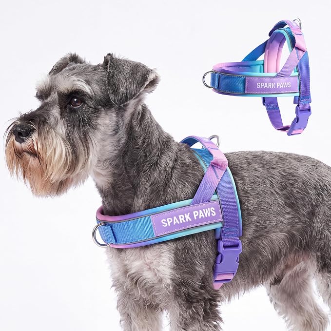 Spark Paws No Pull Front Clip Dog Harness - Easy On, Padded and Lightweight | Two Clips, On in Seconds, Chest Bearing, Australian Style, No Throat Pressure, for Small Medium and Large Breeds