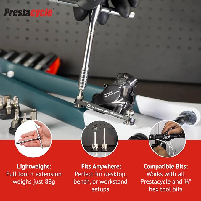 Prestacycle Pro T-Handle Ratchet Kit with (12) S2 Bits and (2) Round Bit Holders – Compact Desktop/Benchtop 3-Way Ratchet Tool, Reversible Thumb-Wheel, 60Nm Heavy-Duty Torque