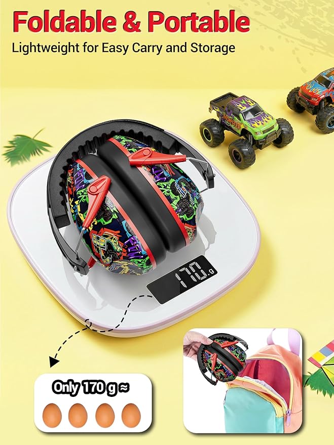 Dr.meter Kids Ear Protection for Monster Jam, 27.4dB Noise Cancelling Headphones for Kids Toddlers, Adjustable Ear Muffs for Adults Noise Reduction in Airplane, Fireworks, Concerts and Sports