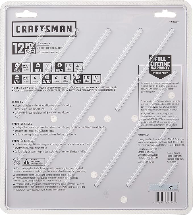 CRAFTSMAN Screwdriver Set, Assorted, 12Piece (CMHT65044) (Pack of 4)