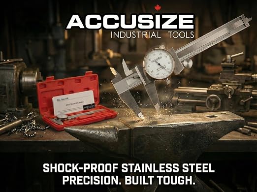 Accusize Industrial Tools 0-6 inch by 0.001 inch Precision Dial Caliper, Stainless Steel, in Fitted Box, P920-S216
