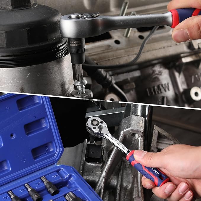 WORKPRO Torx Bit Socket Set, Premium S2 Bits & CR-V Sockets,13-Piece T8-T60