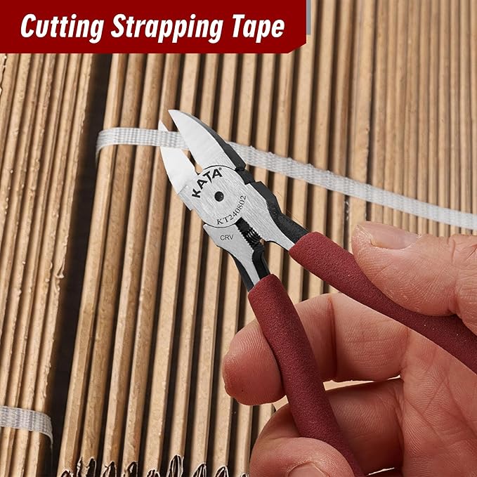 KATA 6-Inch Flush Cut Wire Cutters, Heavy Duty Side Cutter Pliers with Safety Cap, Sharp Snips for Crafting, Zip Ties, Floral Wire, Electrical, Jewelry, Chicken Wire, Artificial Flowers