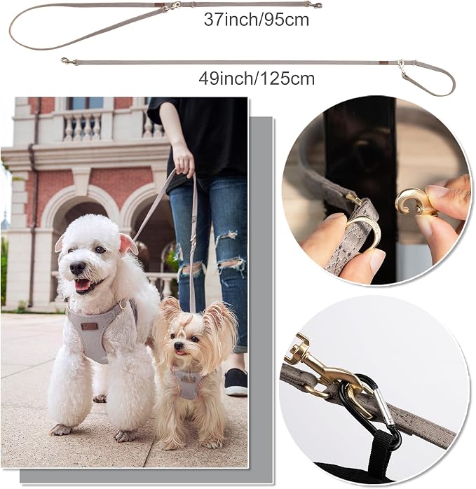 Puppytie Dog Harness and Leash Set, Silver Grey, M (16.5-31 lbs) | Harness Small Size Dog, Dog Leash for Small Dogs, Soft Lightweight and Adjustable, Small Dog Harness for Daily Walks