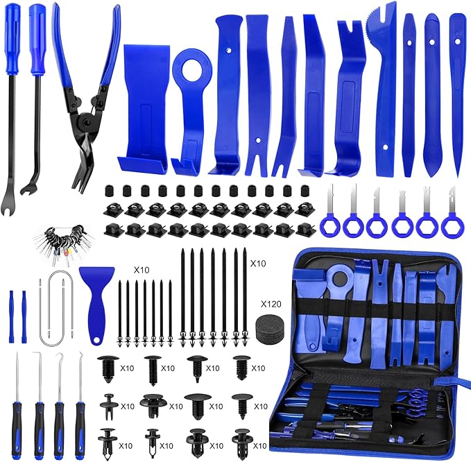JNLK 352pcs Trim Removal Tool, Pry Tool, Door Panel Removal Tool Kit, Clip Tool, Fasteners Removal Tool with Car Retainer Body Clips Set, Blue