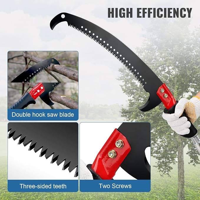Pole Saws for Tree Trimming, Lightweight Manual Stainless Steel Extension High Pole Pruning Pole Saw for Tree Trimming Branches at Forestry Yard Garden Patio