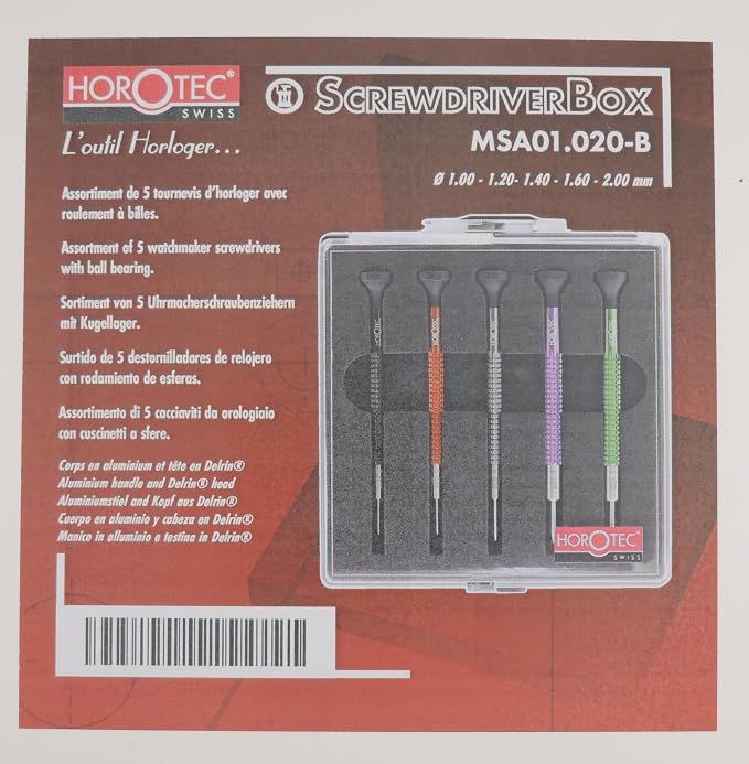 Horotec MSA01.020 (01.020-B) Set of Precision Screwdrivers in Aluminium and Stainless Steel Bits - Swiss Made