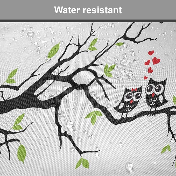 Lunarable Owls Chair Cushion Pads Set of 6, Owls in Love Sitting on a Branch Leaf Leaves Hearts Romance Themed Art, Anti-Slip Seat Padding for Kitchen & Patio, 16"x16", Apple Green Red Black