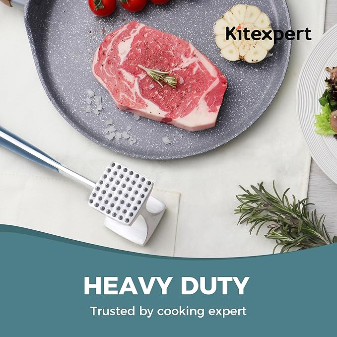 KITEXPERT Meat Tenderizer Hammer with Comfortable-Grip Handle, Dual-side Mallet for Kitchen, Heavy Duty Pounder For Tenderizing Steak, Beef and Fish, Blue