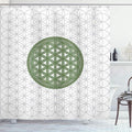 Ambesonne Geometry Shower Curtain, Interlace Circles of Time and Space Theme Vortex Natural Geometry Myth Form, Cloth Fabric Bathroom Decor Set with Hooks, 69" W x 75" L, Reseda Green