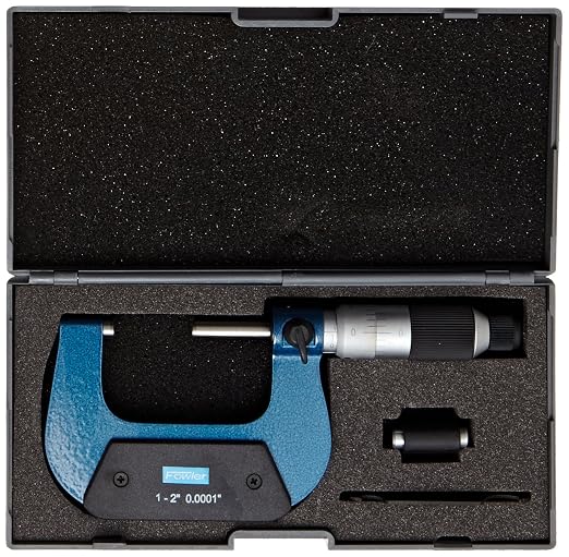 Fowler 52-233-002 Parallax Free Outside Inch Micrometer, 1-2" Measuring Range, 0.0001" Resolution