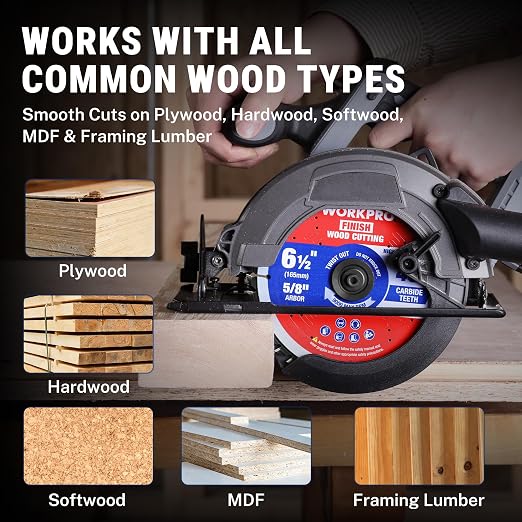 WORKPRO 10 Inch Woodworking Circular Saw Blade, 40T General Purpose Table/Miter Saw, Thin Kerf(1.8mm), Carbide Tipped, ATB Tooth, 1-Pack