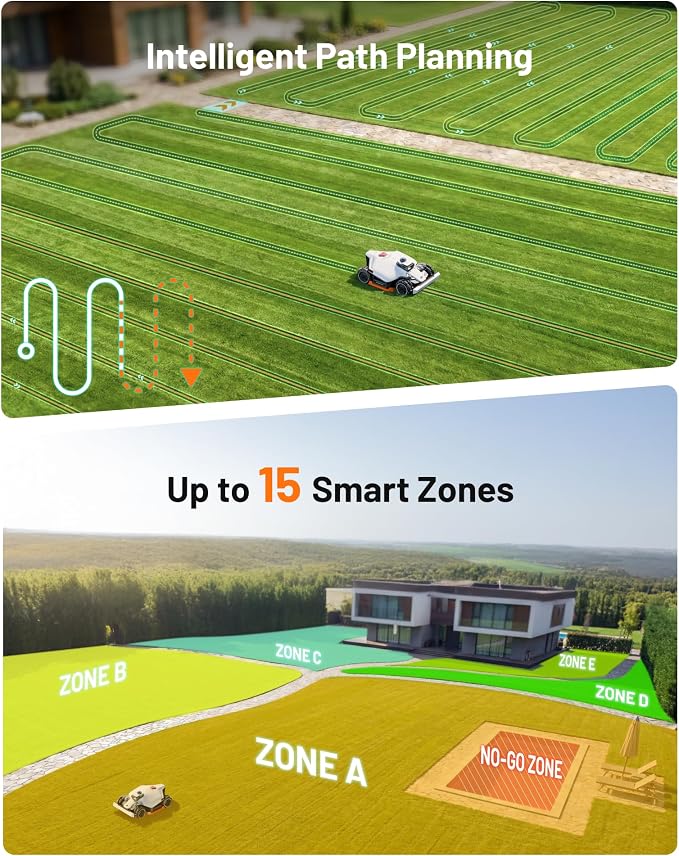 Mammotion LUBA 3 AWD 1500H Robot Lawn Mower for 0.37 Acre, 360° LiDAR+Dual-Camera AI Vision, All-Wheel-Drive for 80% Slopes, 15 Multi-Zone Management, Cutting Height 2.2"-4.0"