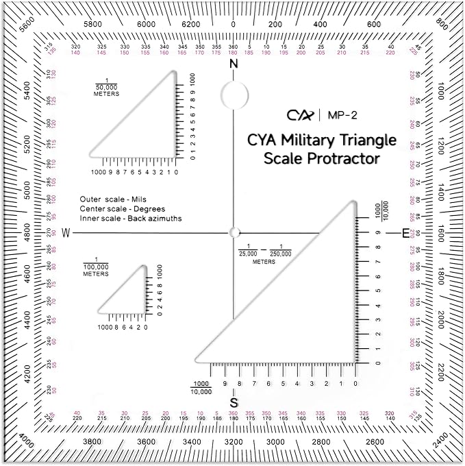 Zonon 5 Inch Military Map Protractor Military Style Utm/mgrs Coordinate Scale Map Perfectly Cut Land Navigation Protractor Maps Reading and Grid Coordinate Reader