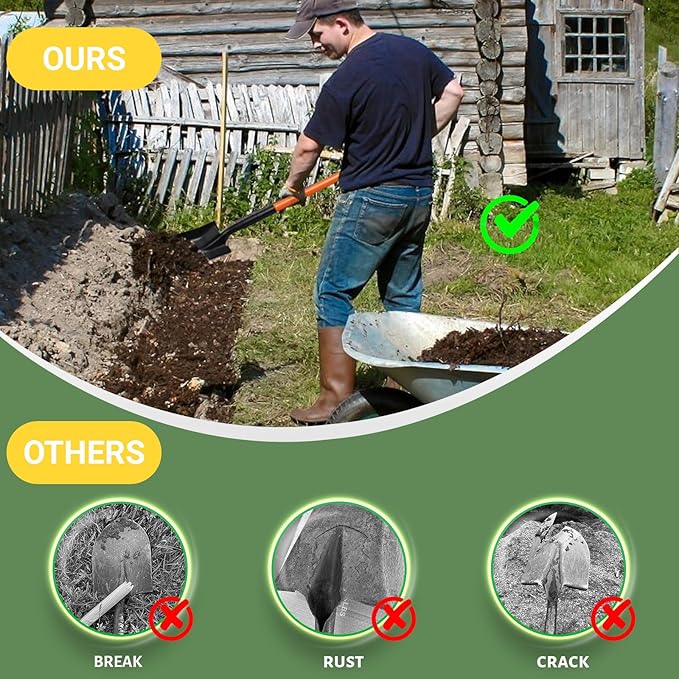 Small Garden Shovels for Digging, Small Spade Square Trench Shovel with 43.3" Metal Handle,Mini Transfer Small Flat Shovels for Gardening,Planting,Digging,Landscaping,Camping,Kids Sand Beach Shovels