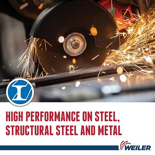 Weiler 58020 4-1/2 Inch Cutting Wheel, Tiger Zirc Steel/Metal Fast Cut & Long Life High Performance Cutting, .045" Z60T Type 27 7/8" Arbor, Pack of 25
