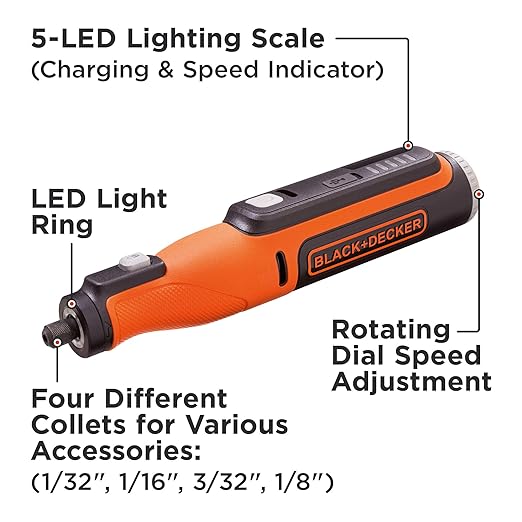 beyond by BLACK+DECKER 8V MAX* Rotary Tool with Accessory Kit, Versatile, Cordless, 35-Piece (BCRT8K35APB)