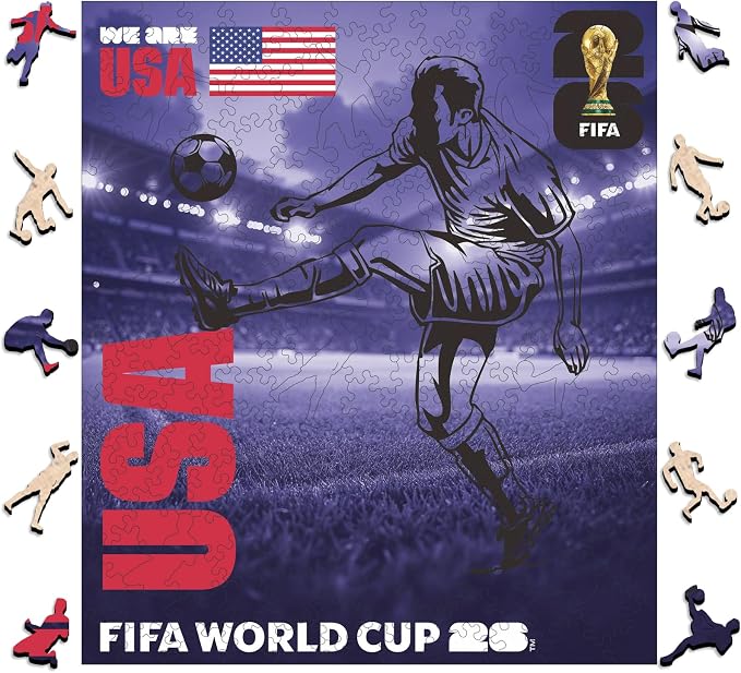 FIFA 2026 Trophy Series - Wooden Puzzle for Adult, 5MM Thick, Creative Collectible Gift for Fans, Officially Licensed Product (WA USA-200, 200Pcs)