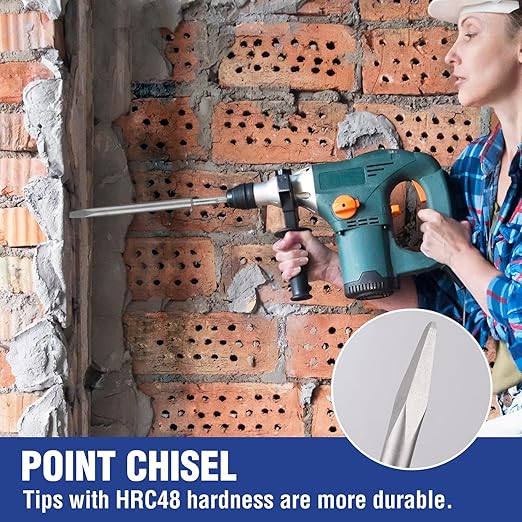 WORKPRO 16-Piece SDS-Plus Rotary Hammer Drill Bits and Chisel Set, Carbide-Tipped Masonry Drill Bits and Chisels for Concrete, Stone, Brick, with Storage Case