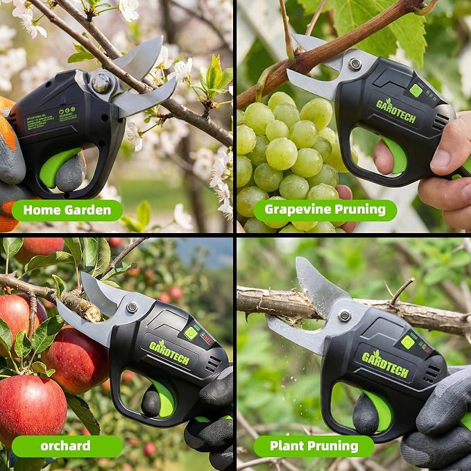 GARDTECH 7.2V Electric Pruning Shears, Ultra-light 1.5lbs Pruner for Garden | 4.0Ah Battery 1000 Cutting, 0.6in, Sharp Steel Blade Cordless Pruner Shears for Potted Plants, Flower and Fruits Trimming