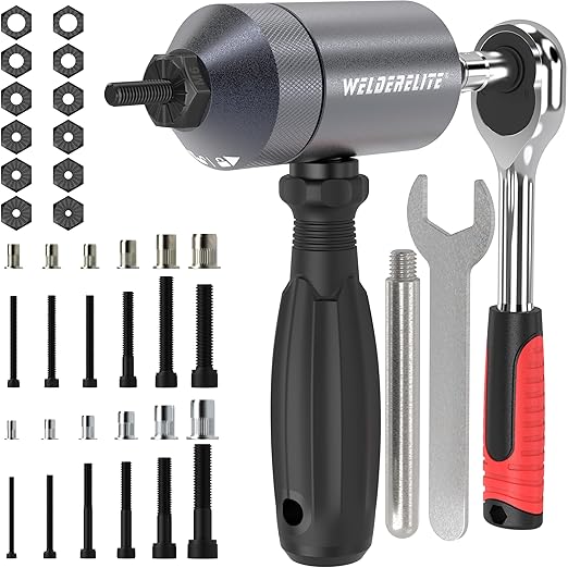 Rivet Nut Drill Adapter Kit - Dual Drive Modes: Drill/Ratchet, with 270pcs Nuts & 36pcs Mandrels (Gray)